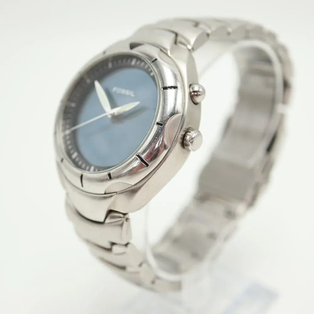 Fossil Men's Big Tic Watch 40mm Blue Kaleido LCD Changing AM-3537 w New Battery